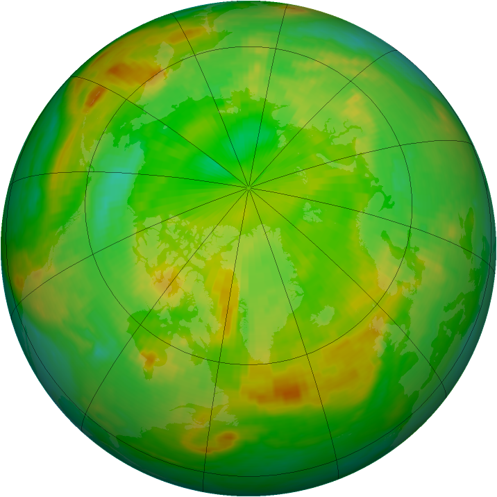 Arctic ozone map for 25 June 1991